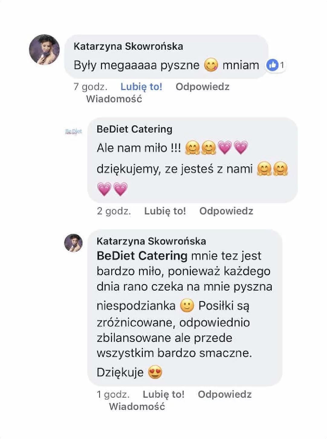 Opinia o posiłkach - Katarzyna